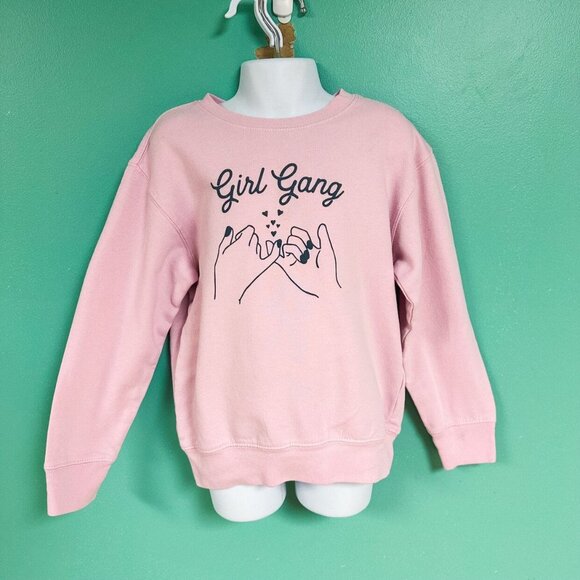 The Wishing Elephant Girls Light Pink "Girl Gang" Crewneck Size 7 - Picture 2 of 8